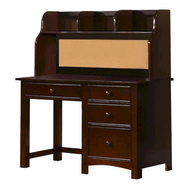 Bureau d'ordinateur Romeo Transitional de 48 pouces en bois massif à 4 tiroirs par Furniture of America