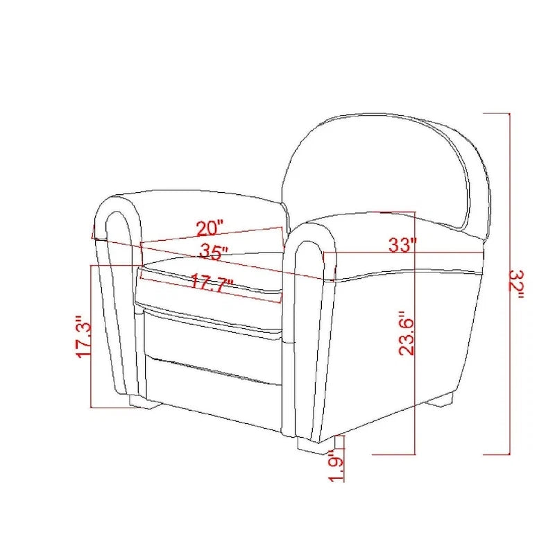Fauteuil Club Paris en Cuir Véritable Pasargad Home, Marron