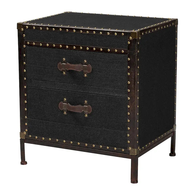 Table d'appoint/Malle de rangement en toile effet vieilli Laura