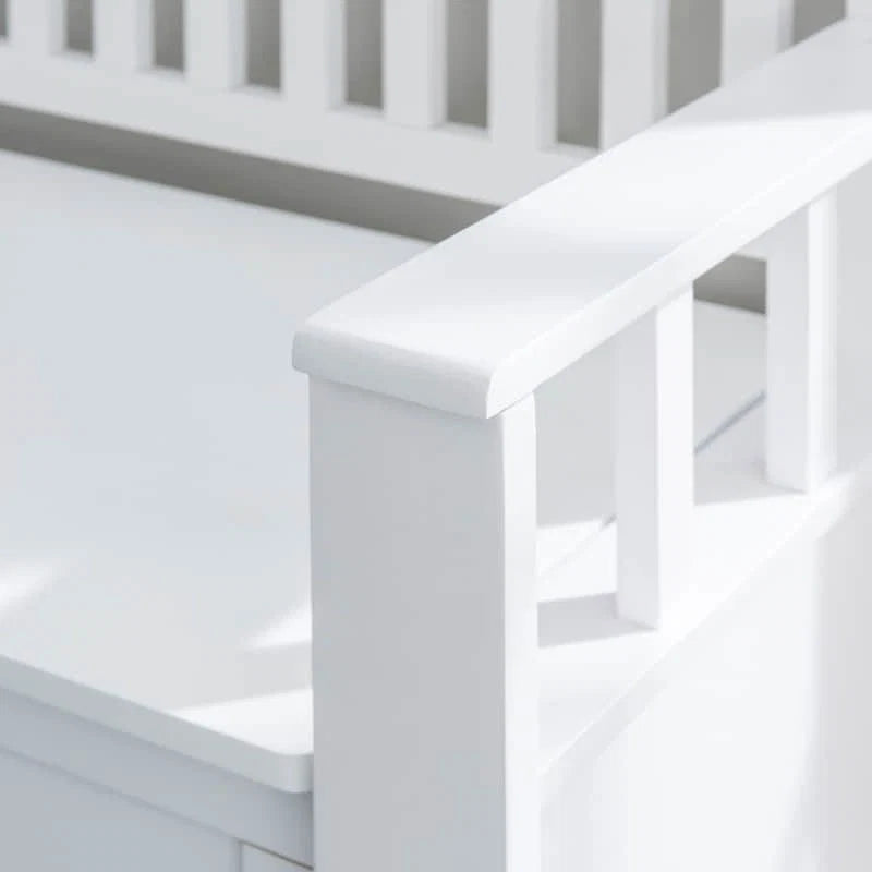 Banc d'entrée Migdalia avec rangement, dossier à lattes et plateau relevable