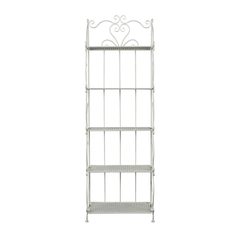 Étagère de Boulanger Pliable Haute à 5 Niveaux en Métal Décoratif pour Intérieur/Extérieur - Or ou Blanc - Roche River Decor