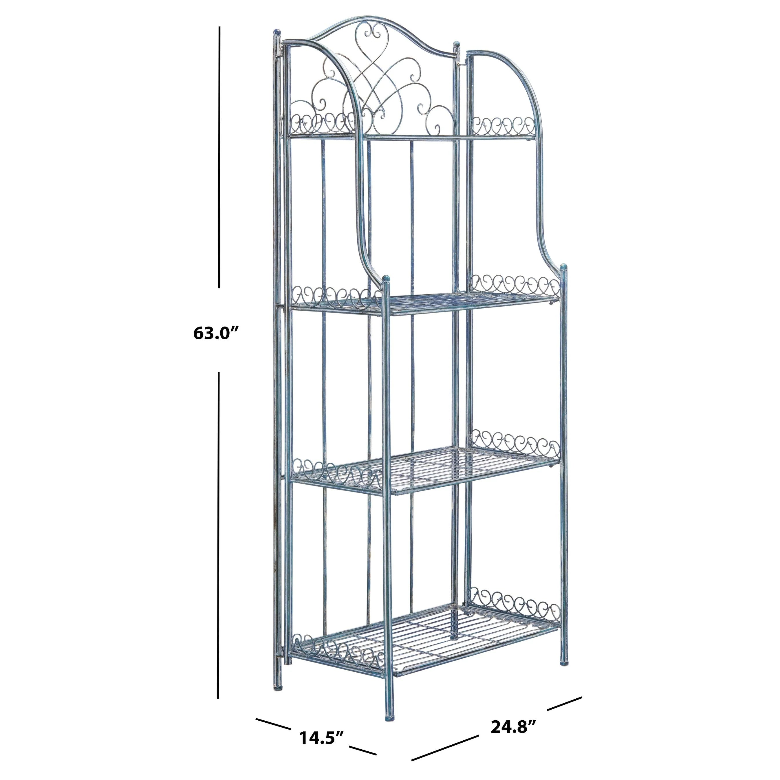 SAFAVIEH Bryn Étagère de boulanger d'extérieur victorienne en fer forgé à 4 niveaux - 63,5 cm l x 38,1 cm P x 160 cm H - 25L x 15P x 63H