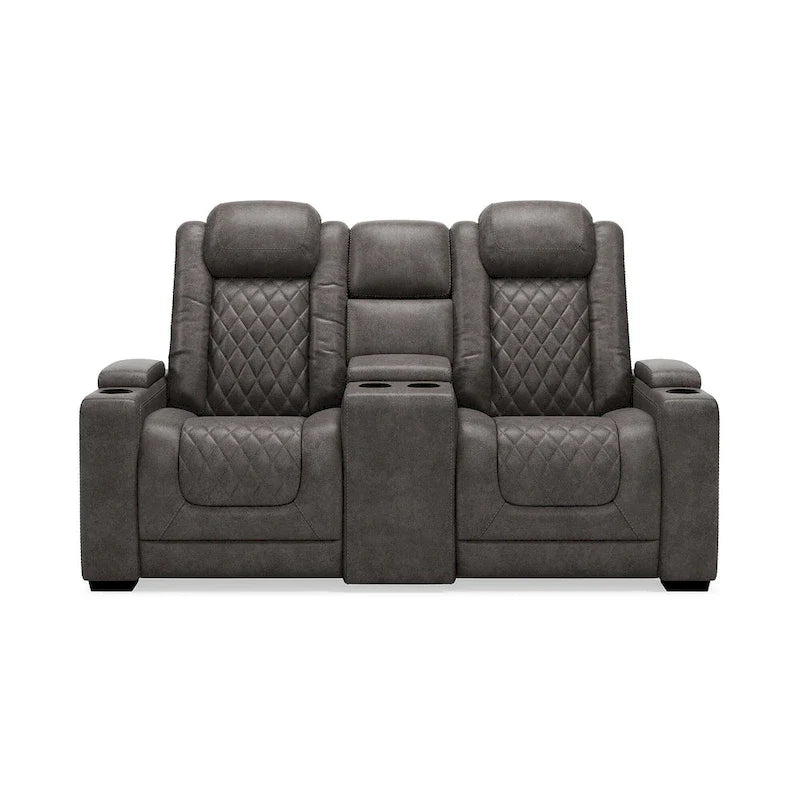 Signature Design by Ashley HyllMont – Causeuse inclinable électrique grise avec console – 71,75 po L x 39 po P x 44 po H
