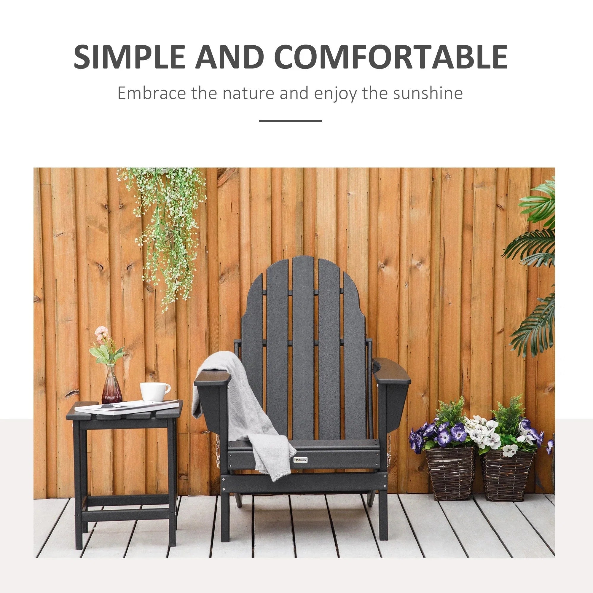 Chaise Adirondack pliante, chaises longues de plage en plastique HDPE toutes saisons pour terrasse et mobilier de jardin