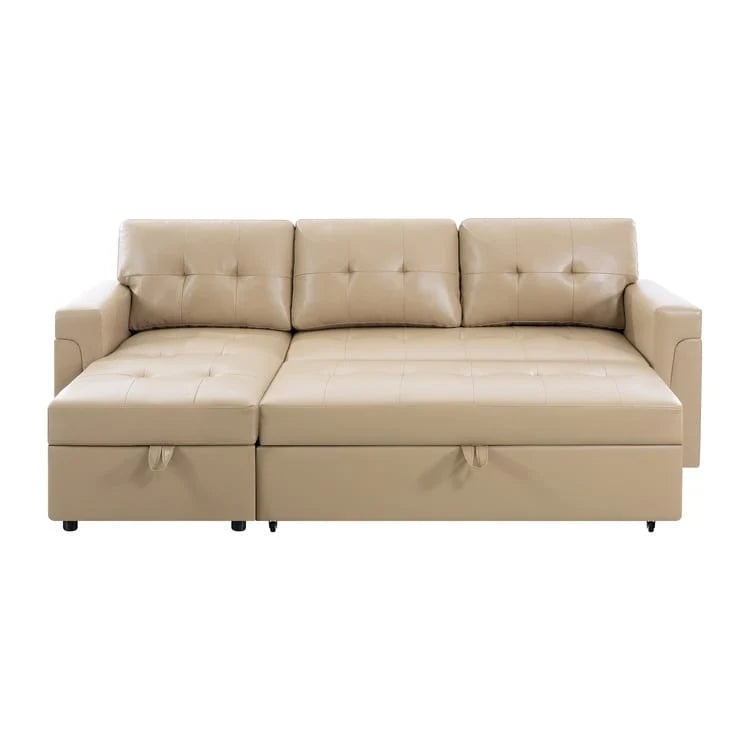 Canapé d'angle réversible convertible avec lit gigogne, méridienne de rangement et pieds durables