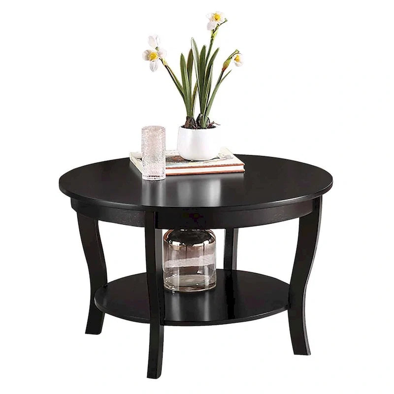 Table basse ronde avec étagère