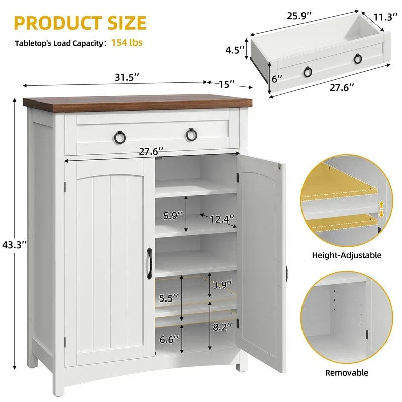Meuble de rangement pour chaussures Moasis à 5 niveaux et 20 paires avec portes doubles pour entrée