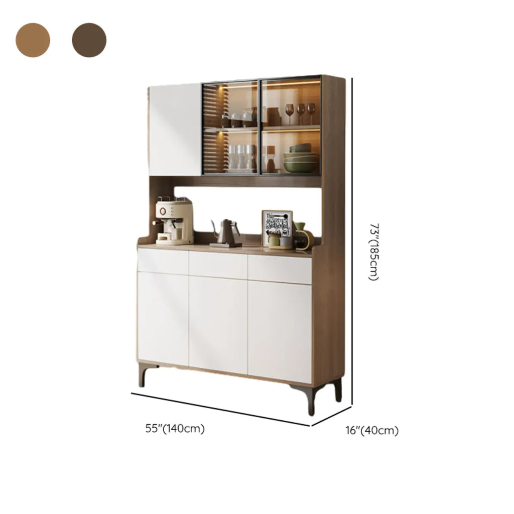 Buffet vaisselier en bois et verre avec partie haute