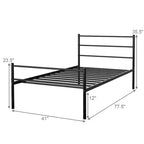 Cadre de lit métallique double plate-forme pour matelas avec tête de lit noir