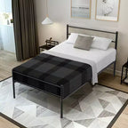 Cadre de lit métallique double plate-forme pour matelas avec tête de lit noir