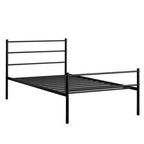 Cadre de lit métallique double plate-forme pour matelas avec tête de lit noir