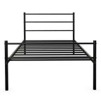 Cadre de lit métallique double plate-forme pour matelas avec tête de lit noir