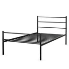 Cadre de lit métallique double plate-forme pour matelas avec tête de lit noir