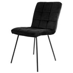 Lot de 2 chaises capitonnées en velours noir avec pieds en métal noir