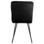 Lot de 2 chaises capitonnées en velours noir avec pieds en métal noir