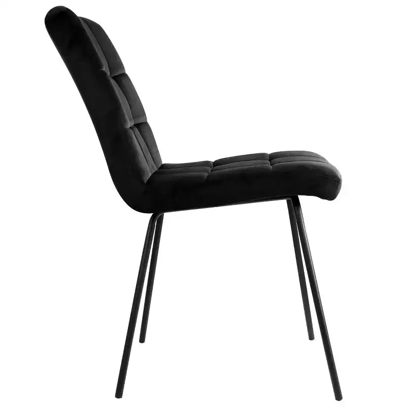 Lot de 2 chaises capitonnées en velours noir avec pieds en métal noir