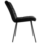 Lot de 2 chaises capitonnées en velours noir avec pieds en métal noir
