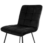 Lot de 2 chaises capitonnées en velours noir avec pieds en métal noir