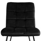 Lot de 2 chaises capitonnées en velours noir avec pieds en métal noir