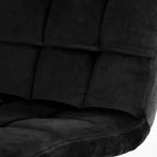 Lot de 2 chaises capitonnées en velours noir avec pieds en métal noir