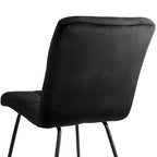 Lot de 2 chaises capitonnées en velours noir avec pieds en métal noir