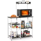 Costway 4-Tier Vintage Kitchen Baker's Rack Utility Microwave Stand w/ Basket & 5 Hooks