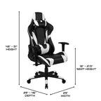 Installation de jeu : fauteuil inclinable avec support lombaire et appui-tête ; bureau avec crochet/porte-gobelet amovible pour casque et support d'écran