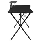 Installation de jeu : fauteuil inclinable avec support lombaire et appui-tête ; bureau avec crochet/porte-gobelet amovible pour casque et support d'écran