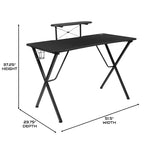 Installation de jeu : fauteuil inclinable avec support lombaire et appui-tête ; bureau avec crochet/porte-gobelet amovible pour casque et support d'écran