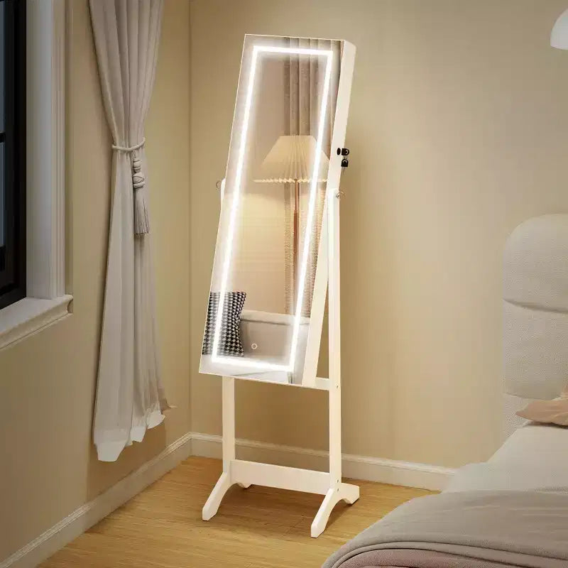 Meuble à bijoux sur pied avec éclairage LED et miroir pleine longueur