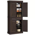 HOMCOM 71 Freestanding Kitchen Pantry with 4 Doors, and 2 Large Cabinets, Tall Storage Cabinet with Wide Drawer for Kitchen Dining Room