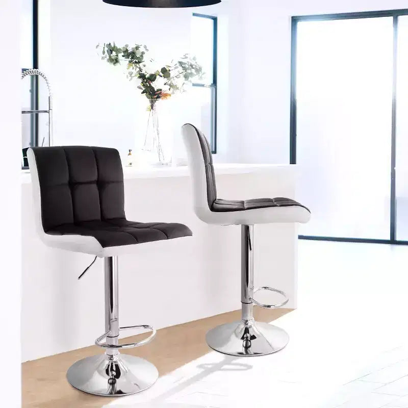 Lot de 2 tabourets de bar réglables en hauteur en similicuir capitonné