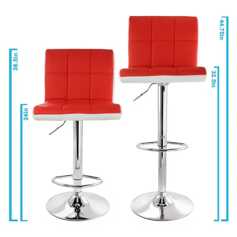 Lot de 2 tabourets de bar réglables en hauteur en similicuir capitonné
