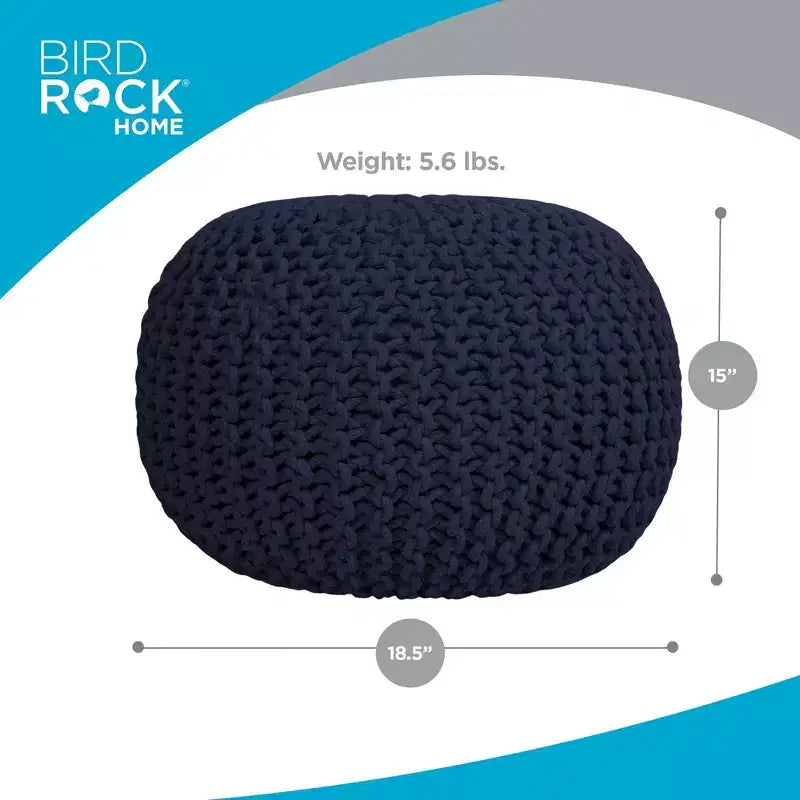 Pouf rond en tricot – Bleu marine