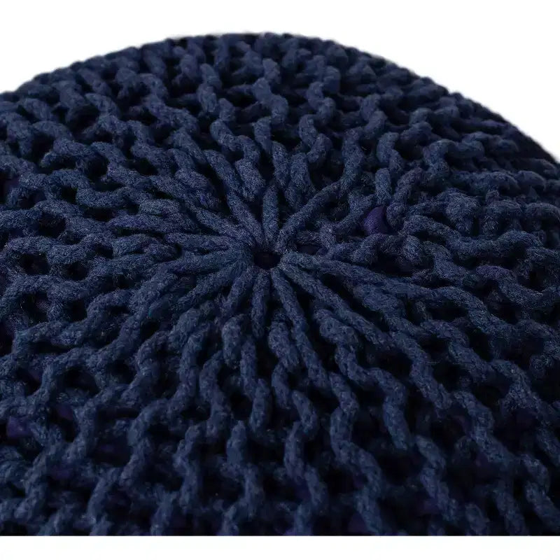 Pouf rond en tricot – Bleu marine