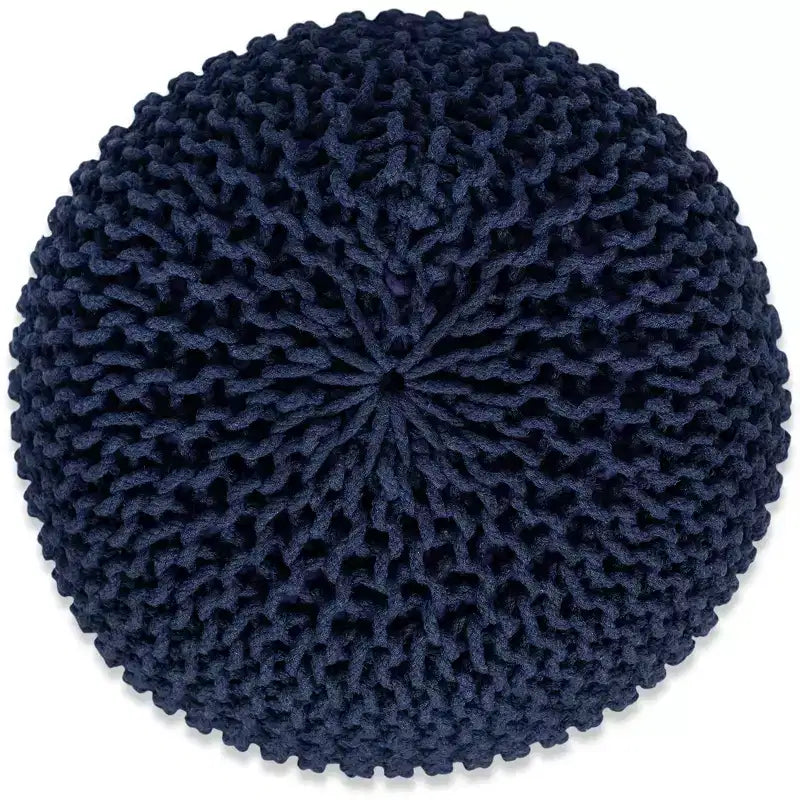 Pouf rond en tricot – Bleu marine