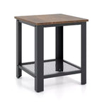 2 tables d'appoint industrielles à 2 niveaux avec étagère de rangement - Noir