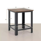2 tables d'appoint industrielles à 2 niveaux avec étagère de rangement - Noir