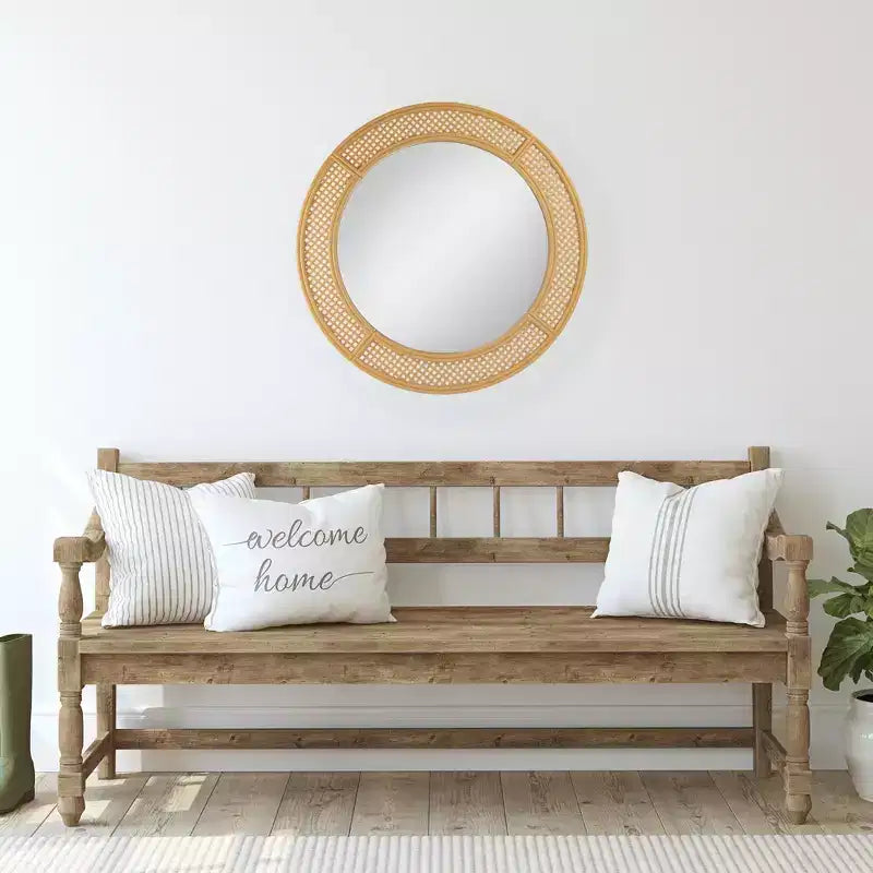 Miroir mural rond tissé de 30 po