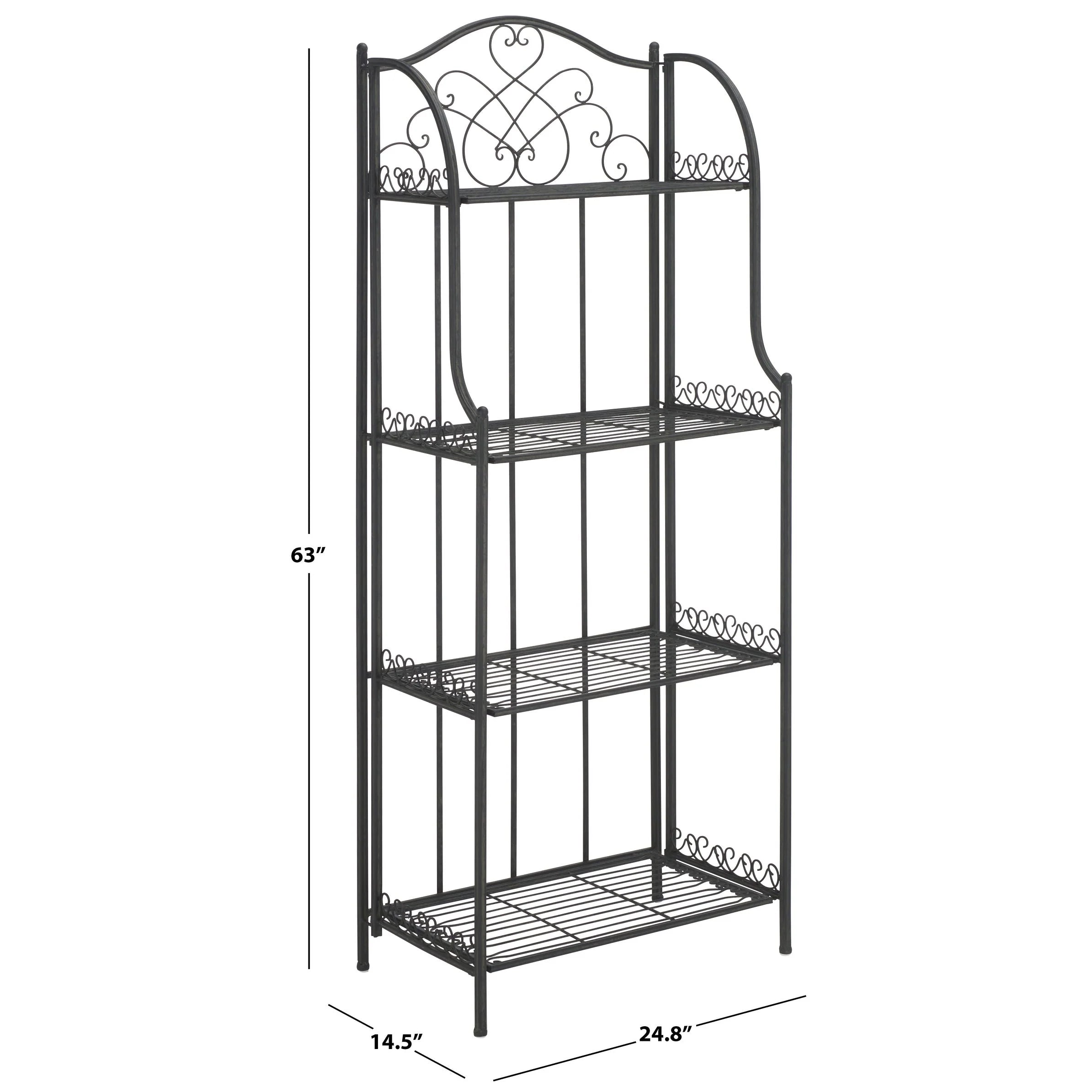 SAFAVIEH Bryn Étagère de boulanger d'extérieur victorienne en fer forgé à 4 niveaux - 63,5 cm l x 38,1 cm P x 160 cm H - 25L x 15P x 63H