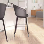 Tabouret de bar moderne avec structure en bois et accents métalliques