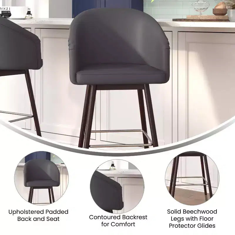 Tabouret de bar moderne avec structure en bois et accents métalliques