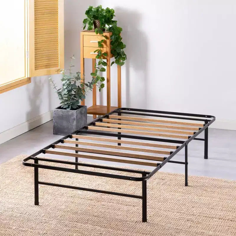 Sommier tapissier 14" avec lattes en bambou Noir