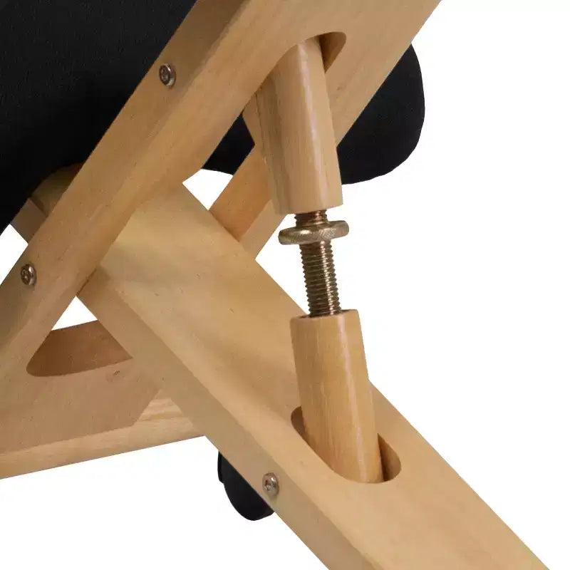 Chaise de bureau ergonomique mobile à genoux en bois avec tissu noir