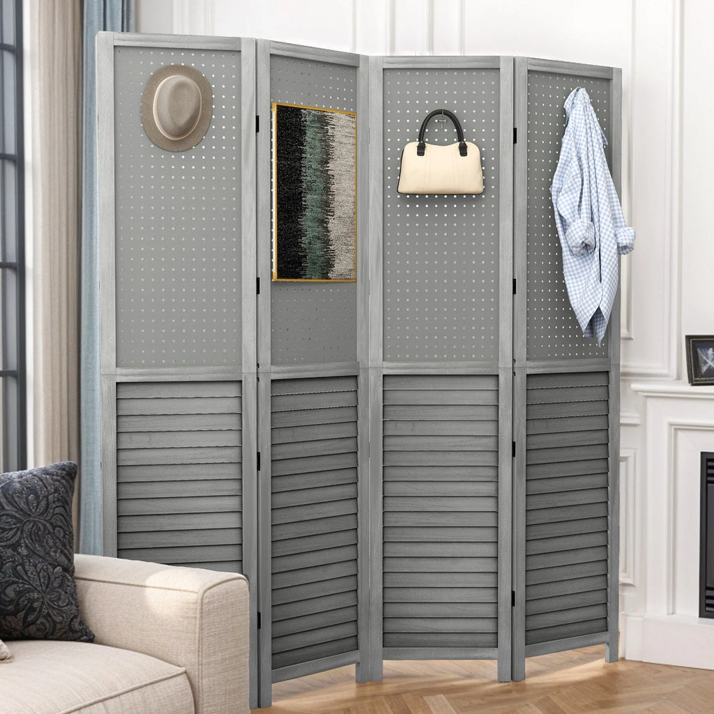 Séparateur de pièce en bois 4 panneaux Moasis 67 blanc