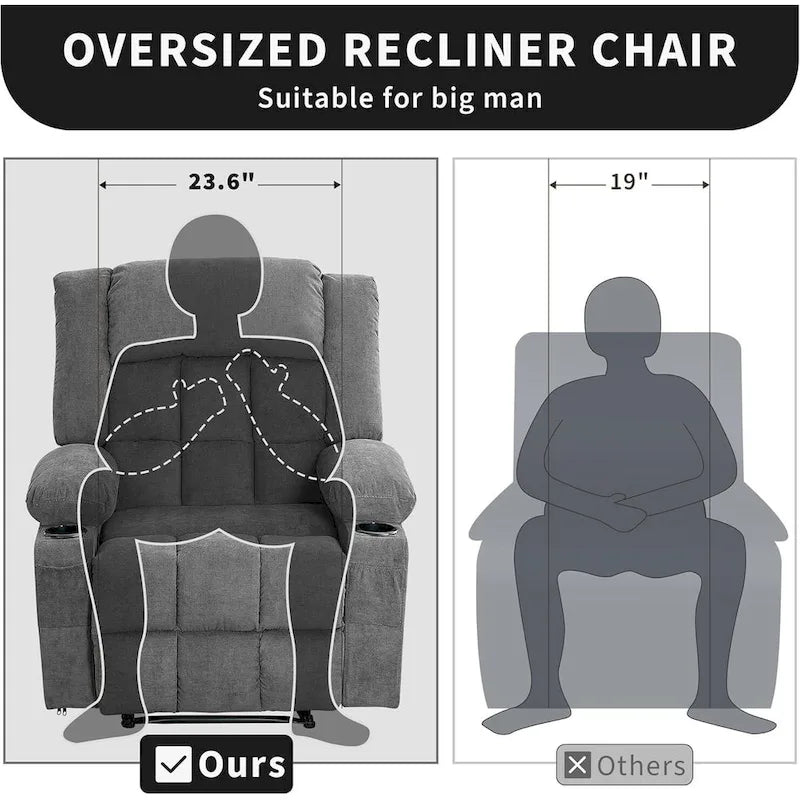 Fauteuil inclinable télécommandé avec fonction chauffage et massage