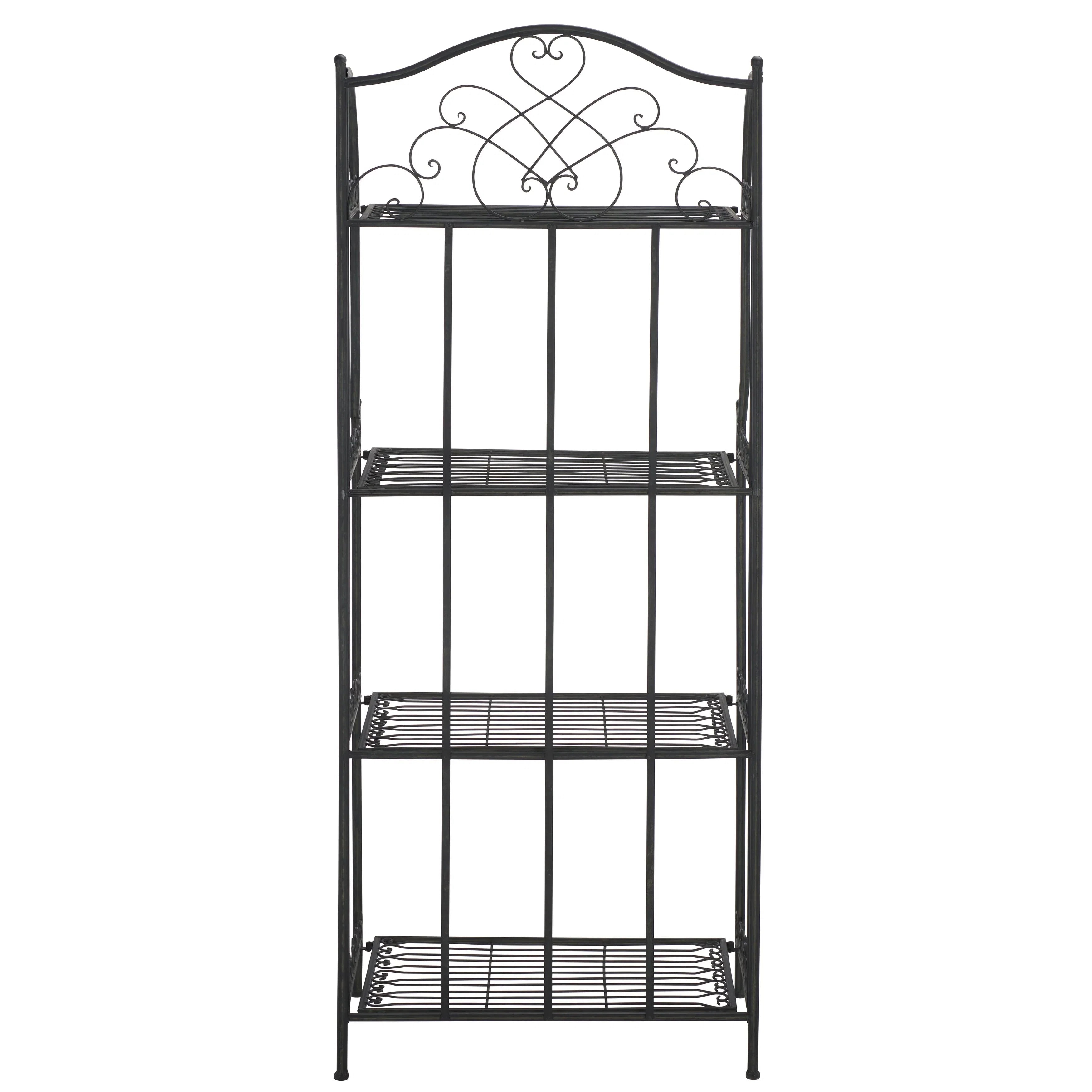 SAFAVIEH Bryn Étagère de boulanger d'extérieur victorienne en fer forgé à 4 niveaux - 63,5 cm l x 38,1 cm P x 160 cm H - 25L x 15P x 63H