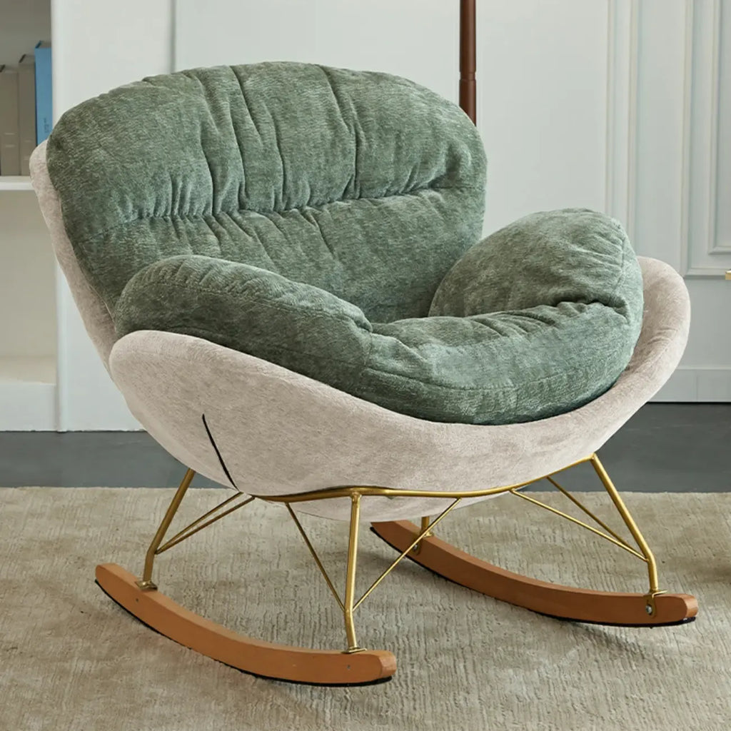 Fauteuil à bascule ergonomique rembourré en velours moderne pour chambre de bébé