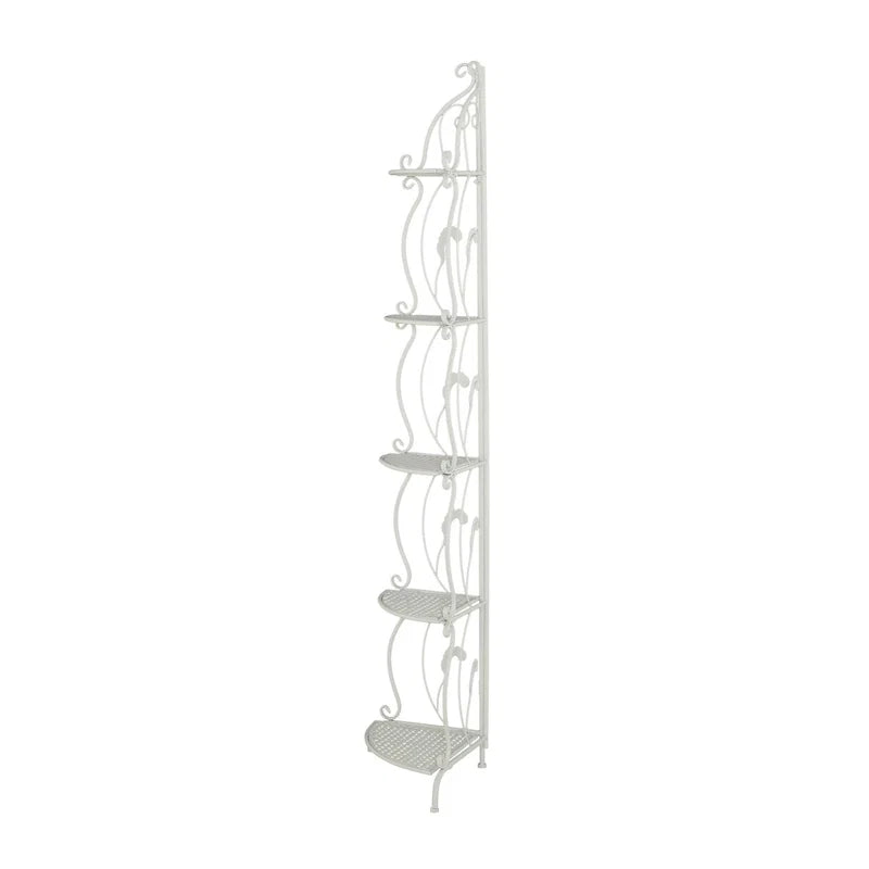 Étagère de Boulanger Pliable Haute à 5 Niveaux en Métal Décoratif pour Intérieur/Extérieur - Or ou Blanc - Roche River Decor