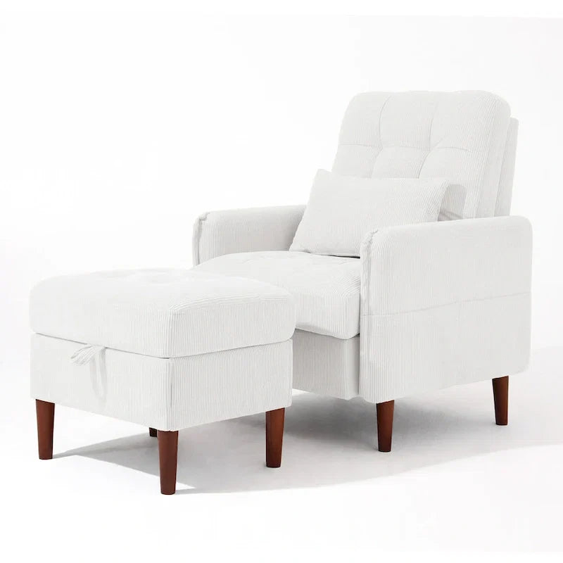 Fauteuil de salon moderne UIXE avec pouf de rangement et dossier réglable